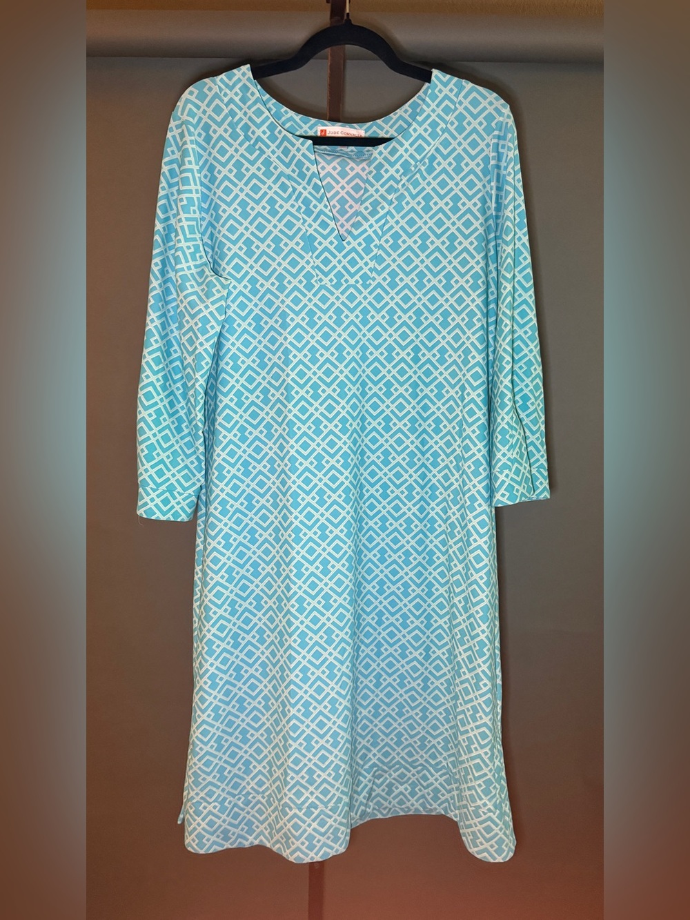 Jude Connally Aqua Geometric Shift Dress – XXL